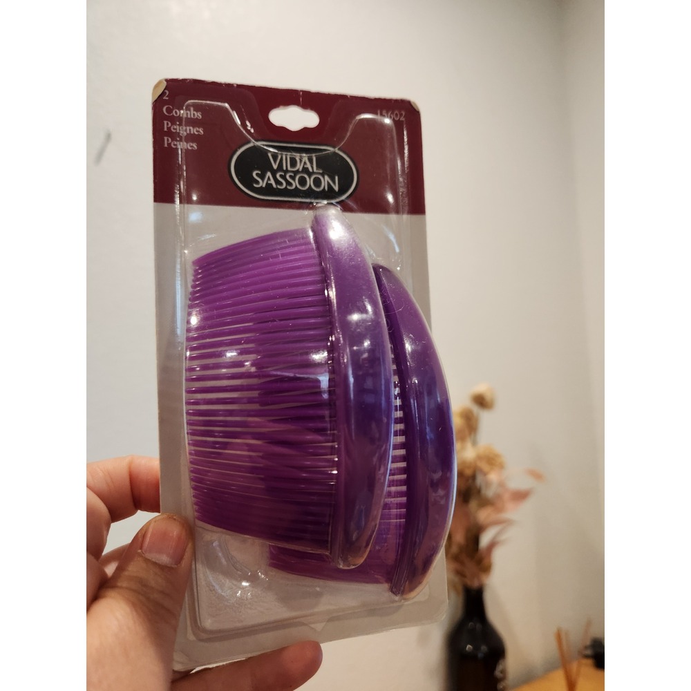 Vidal Sassoon Vintage 1998 Purple Large Side Hair Combs 2 Pack NIP‎ 15602
